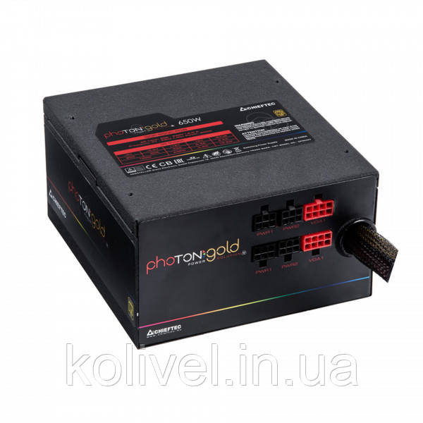 БЖ 650W Chieftec PHOTON GOLD GDP-650C-RGB, 140 mm RGB Fan, >90%, Modular, Retail Box (GDP-650C-RGB) Киев - изображение 3