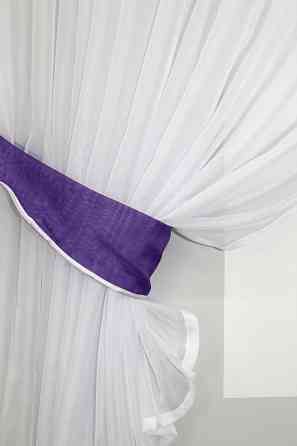 Кухонний комплект VR-Textil № 062к шторка з ламбрекеном фіолетовий з білим 200х170 см (50-648) Київ