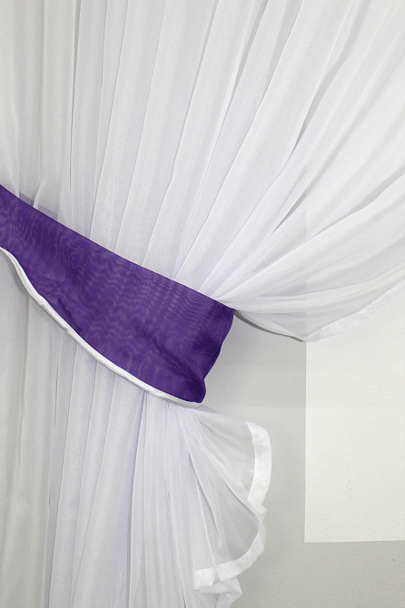 Кухонний комплект VR-Textil № 062к шторка з ламбрекеном фіолетовий з білим 200х170 см (50-648) Київ - фото 3