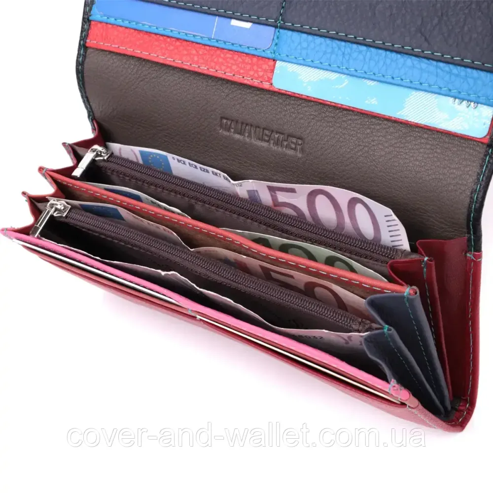 Классический женский кошелек из натуральной кожи черно-красного цвета ST Leather Киев - изображение 4