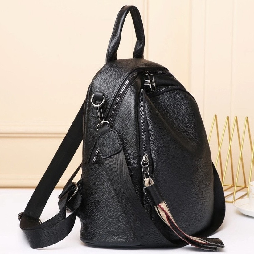 Шкіряний жіночий рюкзак міський 30х24х13, матова сумка на плечі, чорна Київ - фото 7