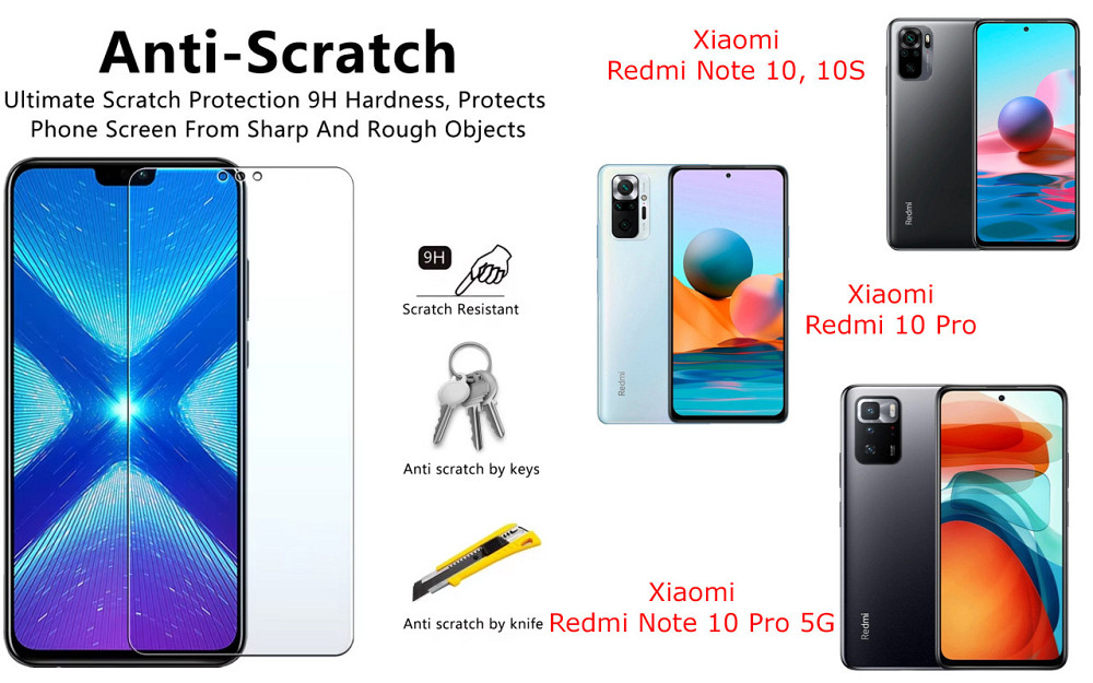 Защитное стекло NeoGlass для Xiaomi Redmi Note 10, 10S, 10 Pro, 10 Pro 5G – ультрапрозрачное и устойчивое Киев - изображение 1