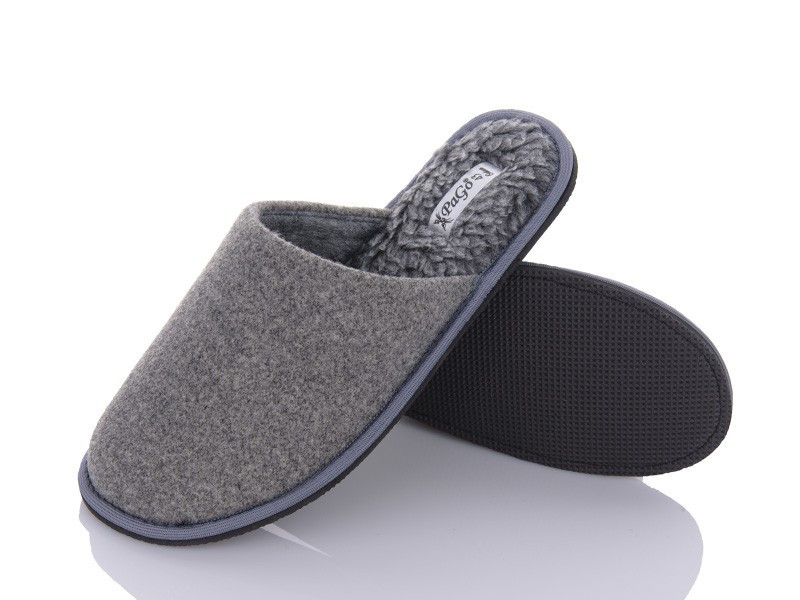 Тапочки домашние мужские закрытый носок серые на овчине теплые, прошитая подошва 43 Одесса - изображение 2