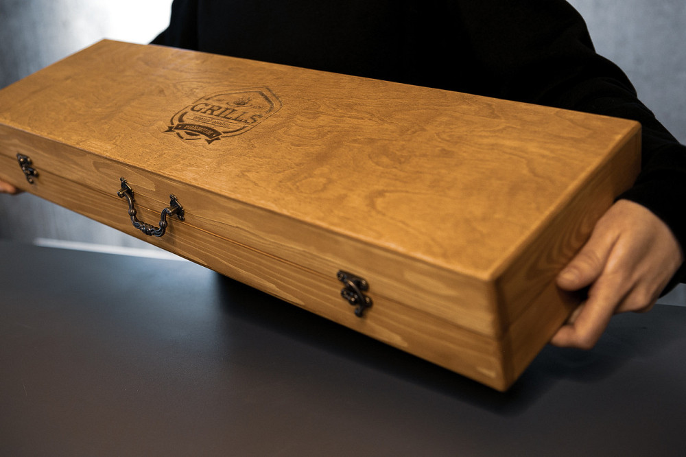 Шампури подарункові набір бокс для пікніка гриля та барбекю Оригінальні Віп подарунки на день народження татові, хлопцю, Тернопіль - фото 2