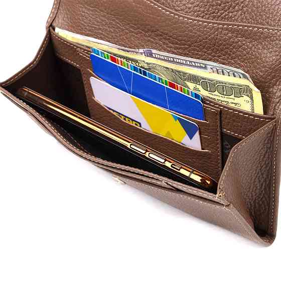 Практичное женское портмоне из натуральной кожи флотар CANPELLINI 21695 Бежевое Киев