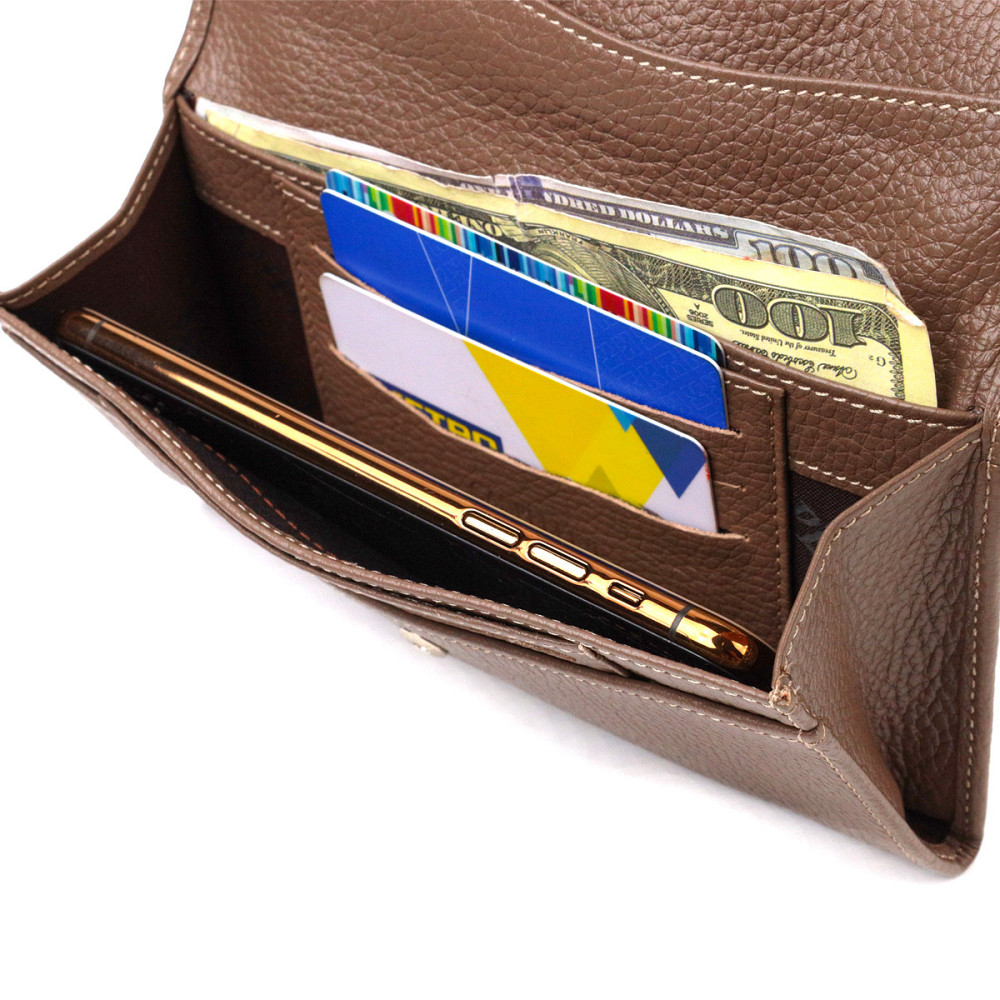 Практичное женское портмоне из натуральной кожи флотар CANPELLINI 21695 Бежевое Киев - изображение 6