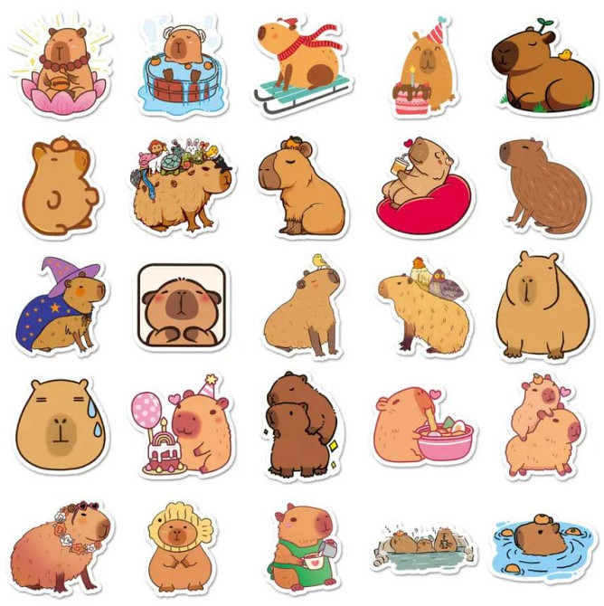 Наліпки з капібарою, наліпки з тваринами, вінілові водонепроникні наліпки для пляшки з водою, комп'ю Київ - фото 4