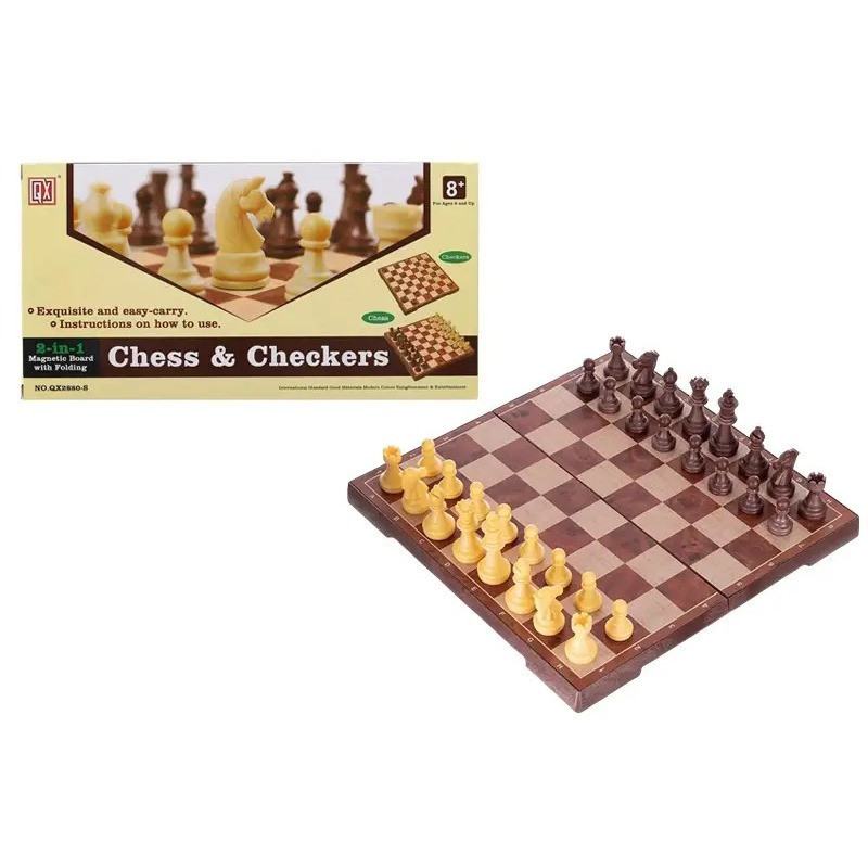 Набір настільних ігор "Шахи та шашки" 2 в 1 QX2680, 25х15х4 см, 48 фігур Вінниця - фото 3