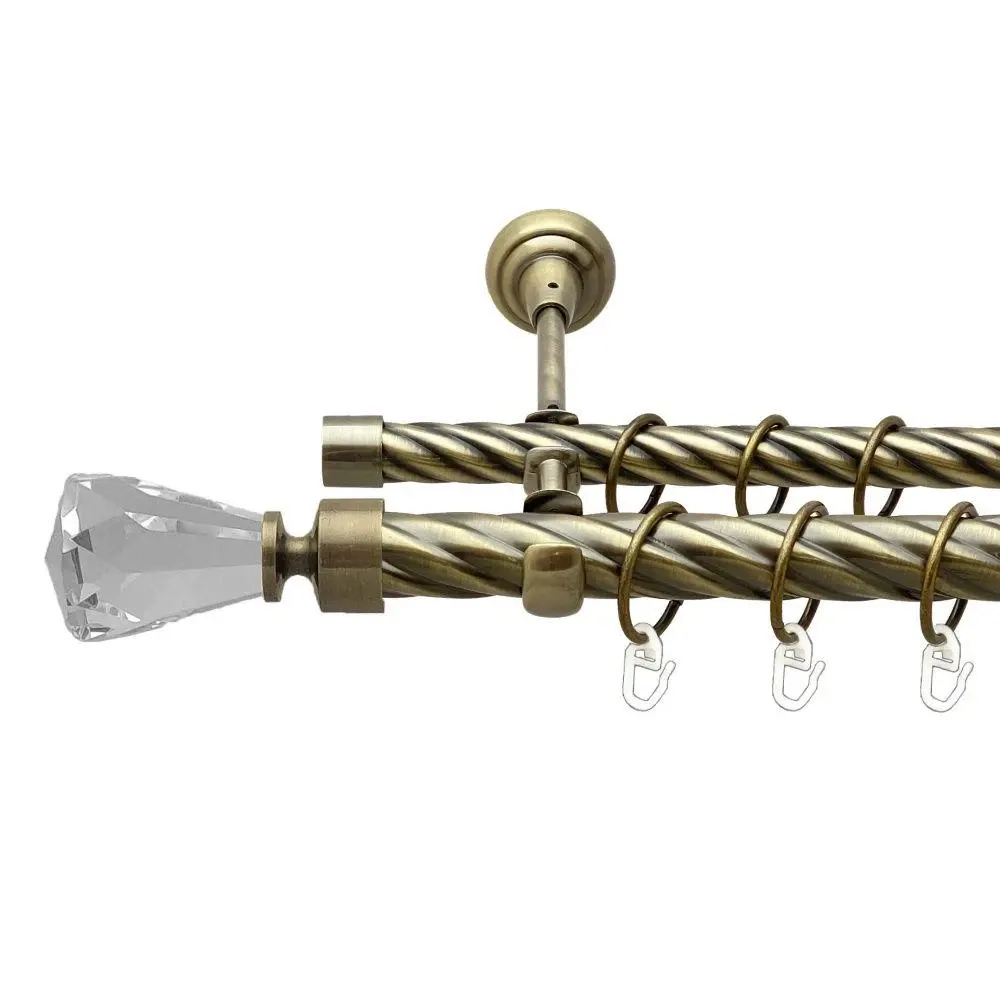 Карниз Orvit Лучетта металевий дворядний відкритий скручена труба кільце металеве Антик 25\19 мм 200 см (00-00018337) Львів - фото 1