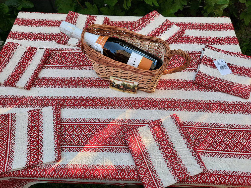 Скатертина шикарна на стіл у червоному кольорі 120*140 Київ - фото 6