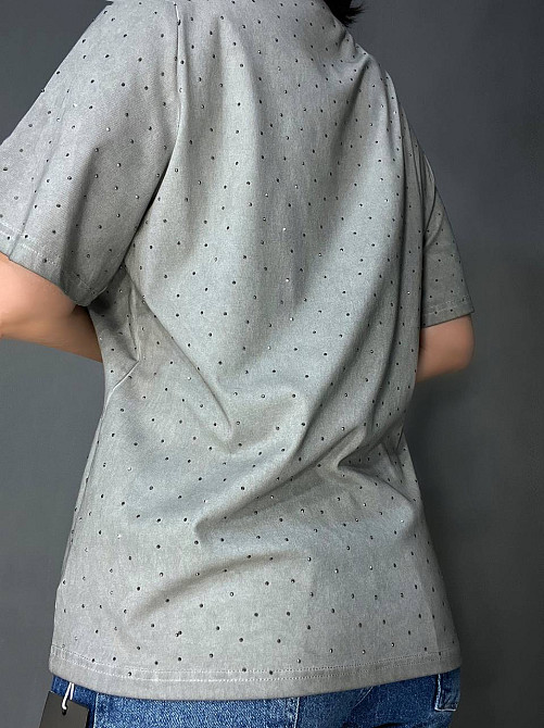 Футболка жіноча A-N 2668 варена тай дай оверсайз з камінцями сіра , сірий, one size Київ - фото 14