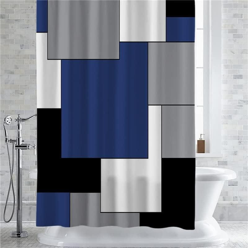 Шторка для ванної та душу з кільцями 180x180 см водостійка, шторка для ванної кімнати з гачками, з принтом з квадратів Кам'янець-Подільський - фото 6