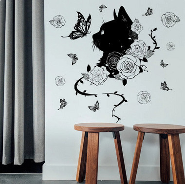 Наклейка настенная для дома Кот и бабочка Киев - изображение 2