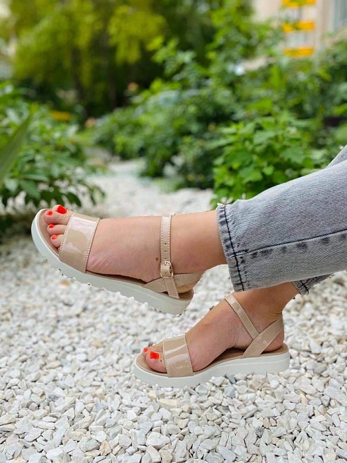 Mermaid Босоніжки жіночі 801 бежеві (літо, лак натуральний) (948) Коломия - фото 5