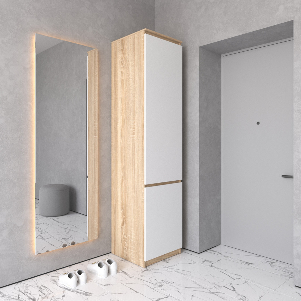 Шкаф пенал VAYS R-21, с полками и штангой, без ручек, ЛДСП, 50×50×211 см - для одежды и обуви, в прихожую Львов - изображение 4