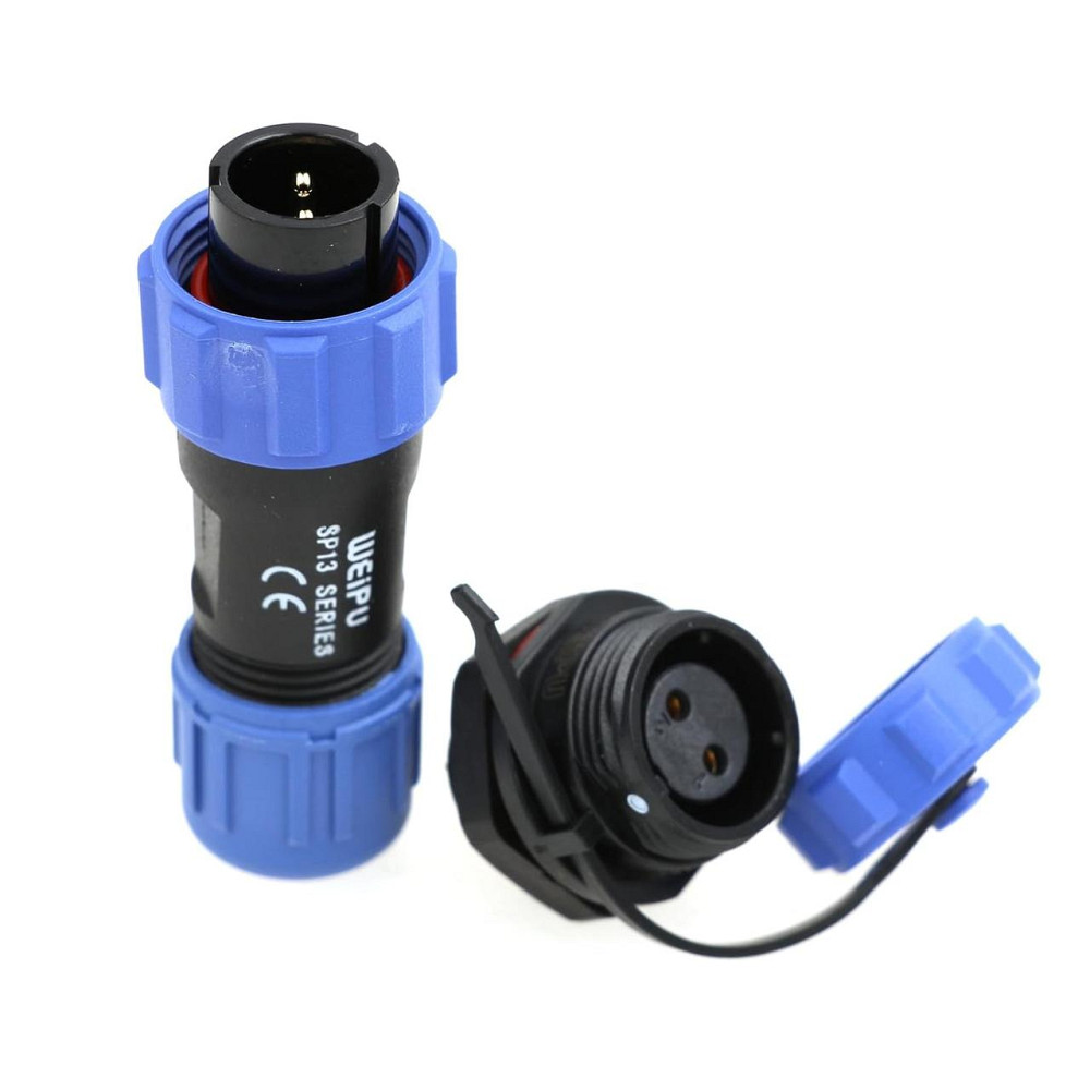 Разъем Weipu SP13 2P Черный круглый байонетный кабельный штекер водонепроницаемый IP68 13A 250V панельный Киев - изображение 3