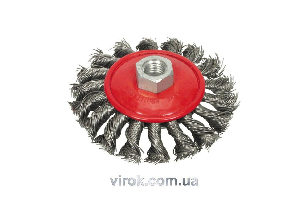 Щітка - крацовка VOREL плоска з гайкою М14, Ø-100мм підсилені [12/48] Одеса - фото 1