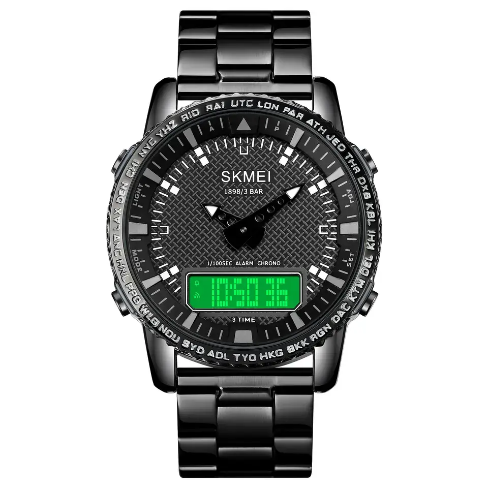Мужские наручные часы Skmei 1898 (Черный с белым табло) Винница - изображение 4