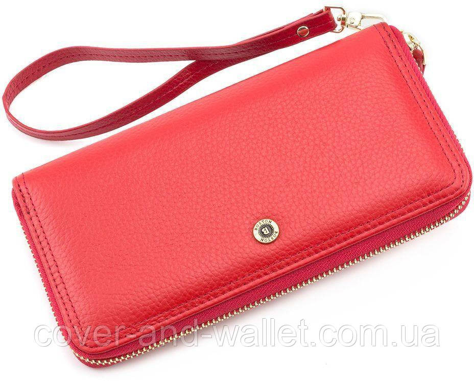 Красный женский кожаный кошелек на молнии с карманом Boston B 208 Киев - изображение 6