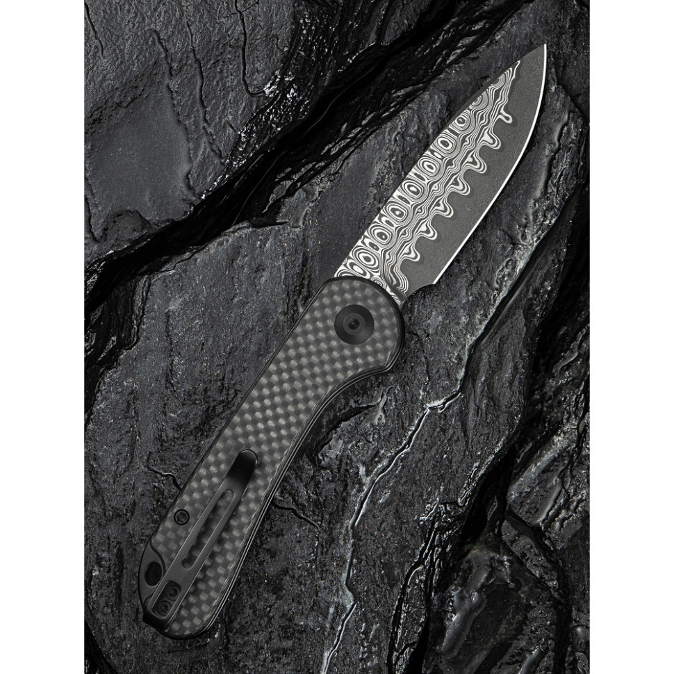 Ніж складаний кишеньковий Civivi Elementum Slip Joint, (7.5 см) Damascus / Carbon Fiber сірий Київ - фото 11