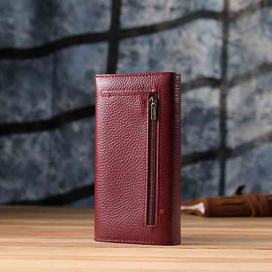 Практичный вертикальный кошелек из натуральной кожи ST Leather 23085 Бордовый Киев