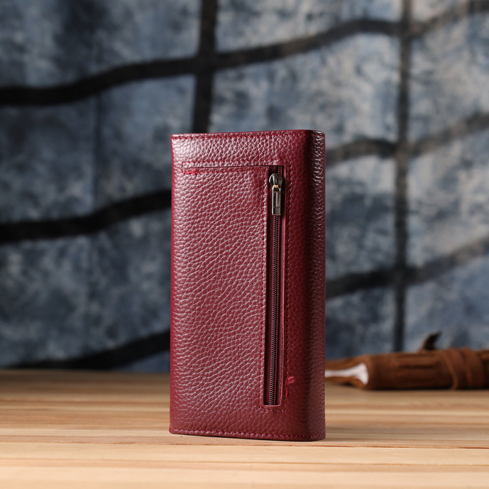 Практичный вертикальный кошелек из натуральной кожи ST Leather 23085 Бордовый Киев - изображение 2