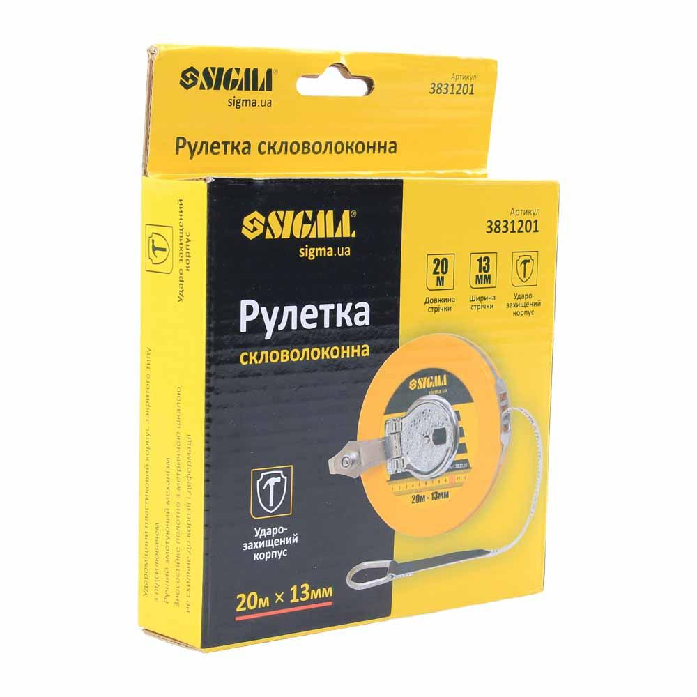 Рулетка геодезична закритий корпус скловолоконне полотно 20 м × 13 мм SIGMA (3831201) Київ - фото 5