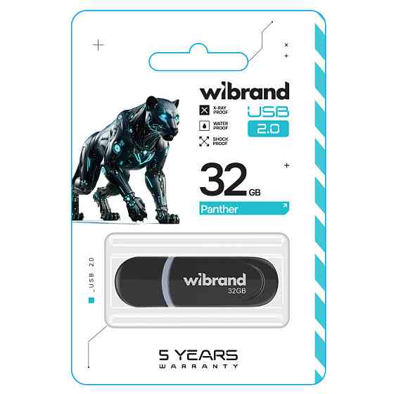 Флешка flash Wibrand USB 2.0 Panther 32Gb Black WI2.0 / PA32P2B Одеса