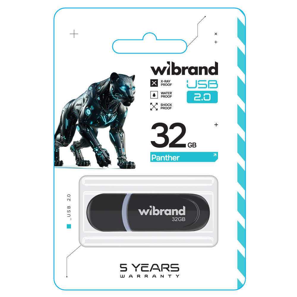 Флешка flash Wibrand USB 2.0 Panther 32Gb Black WI2.0/PA32P2B Одесса - изображение 2