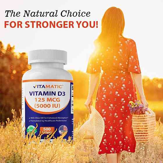 Vitamin D3, 125 mcg (5,000 IU), 500 Softgels Луцьк