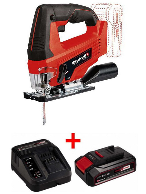 Професійний акумуляторний ручний лобзик Einhell TC-JS 18 Li - Solo : 18 В, 2700 об/хв (акум 2.5 ампера і зарядка) 4321209 Київ - фото 1