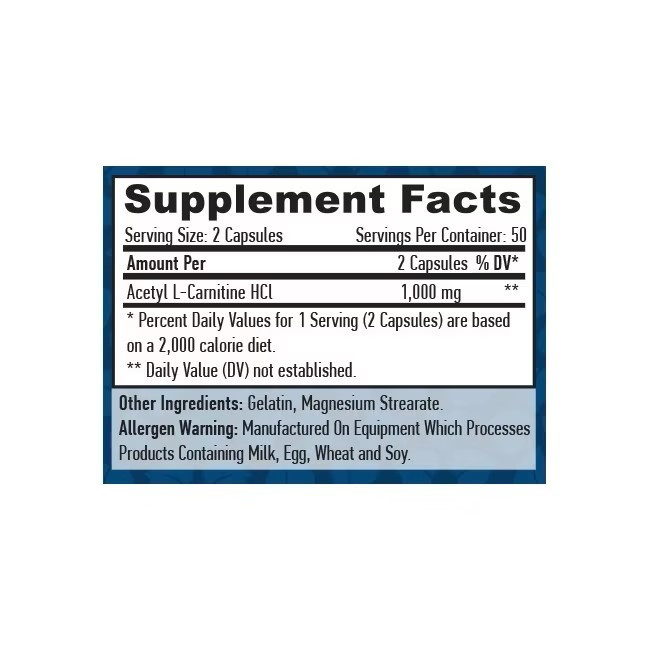Ацетил L-карнітин HCL Haya Labs Acetyl L-Carnitine 1000mg 100 Caps Луцьк - фото 2