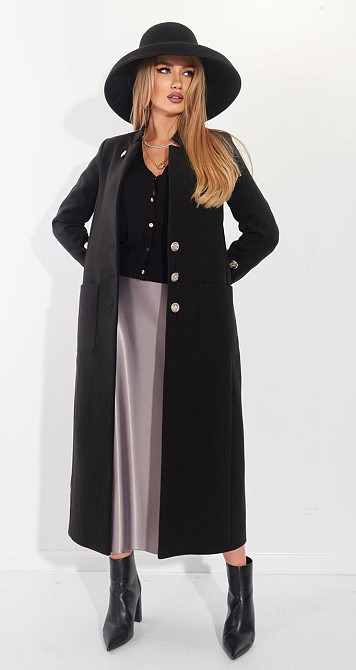 Жіночне чорне пальто (42) Київ - фото 6