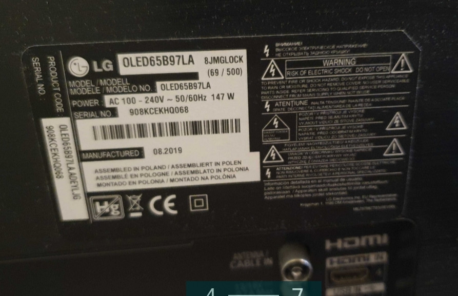 Телевизор: 4К LG OLED 65B97LA.Продаётся телевизор 4K LG OLED65B97LA Киев - изображение 4