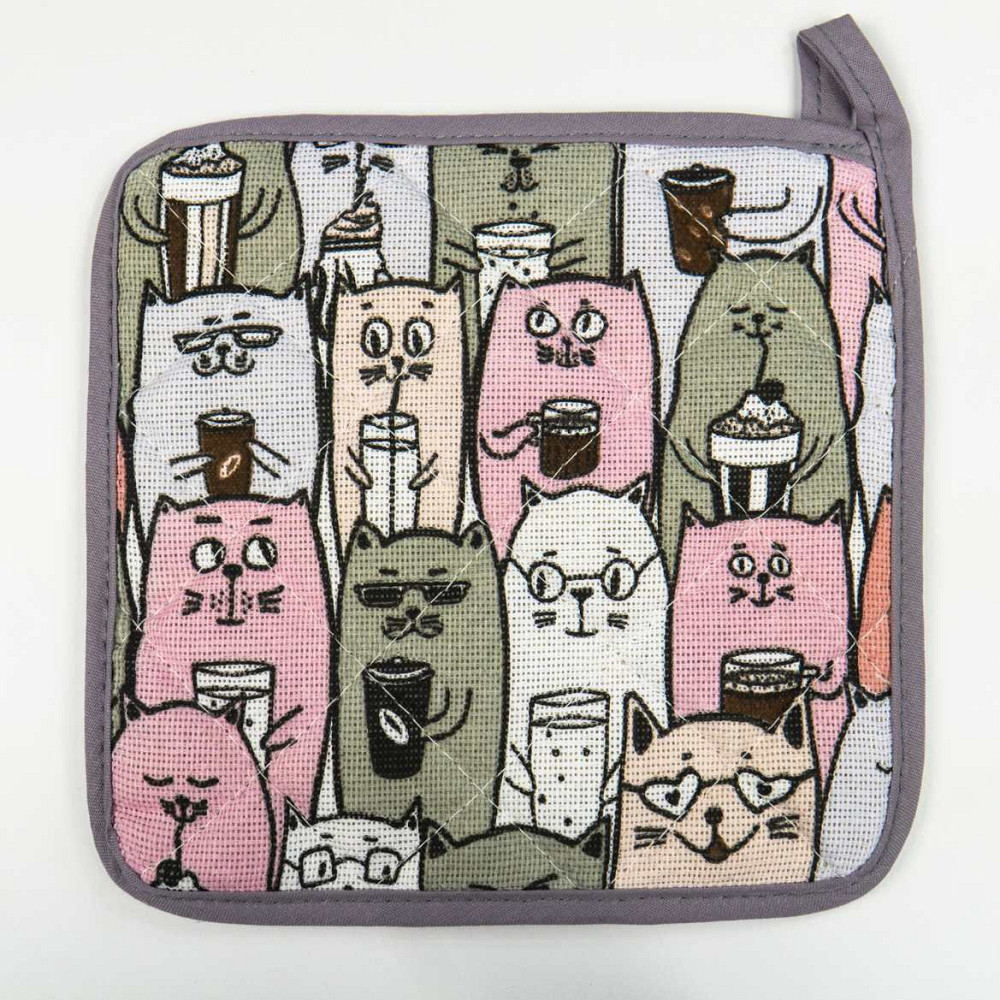 Прихватка з петелькою GM Textile Котики 17х17 см (Капучино) Суми - фото 1