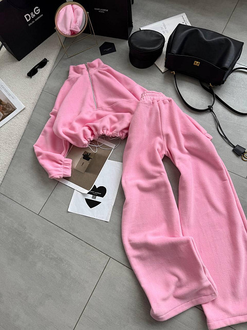 Женский теплый повседневный костюм двойка турецкий двусторонний флис полар Барби Одесса - изображение 5