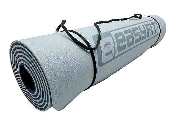 EasyFit Килимок для йоги та фітнесу EasyFit TPE+TC 6 мм двошаровий блакитний-синій Коломыя
