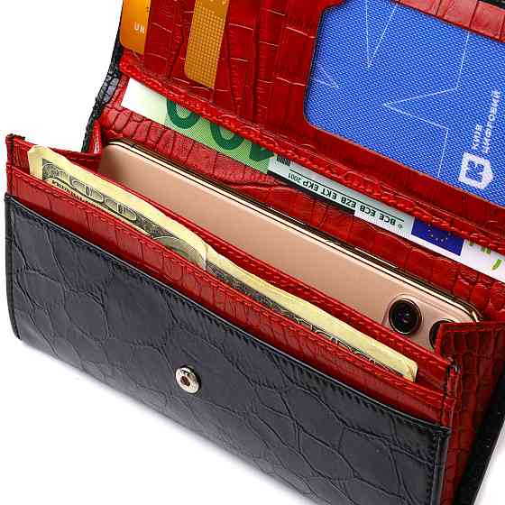 Необычный женский кошелек из натуральной фактурной кожи CANPELLINI 21834 Черный Киев