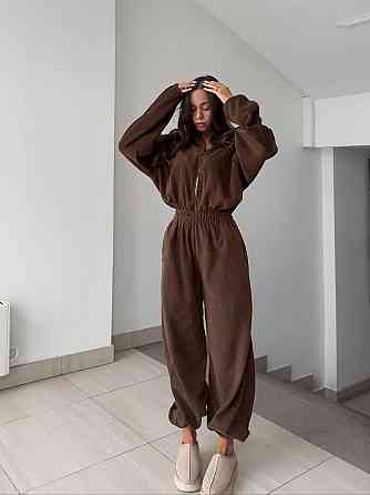 Стильний жіночий витончений комбінезон двосторонній фліс. Шоколадний, 46/48 Одеса