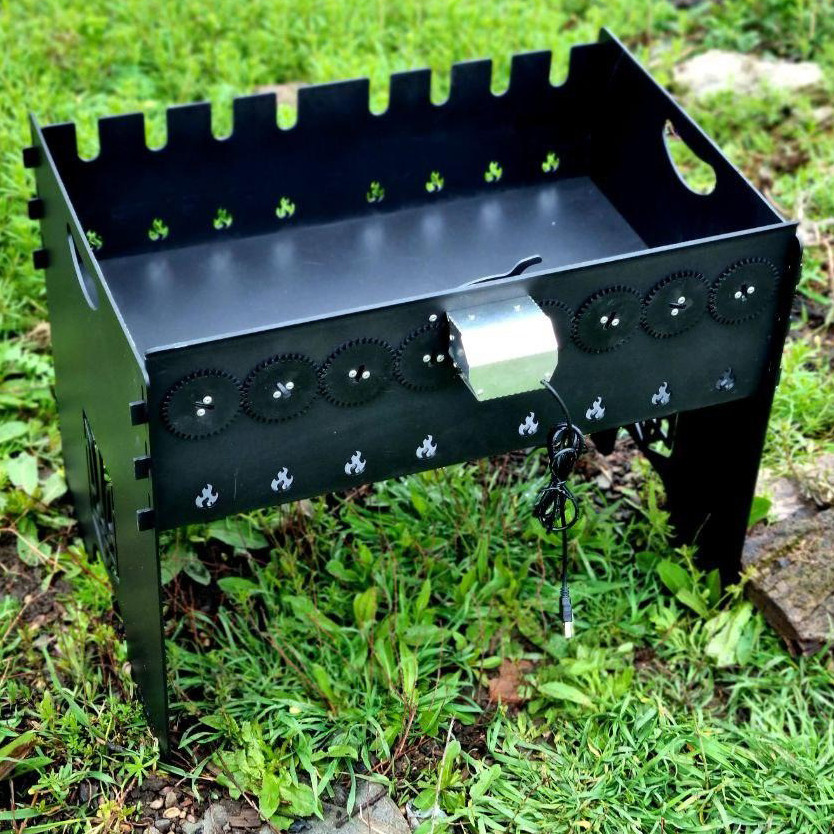 Мангал автоматический низкий разборный на 8 шампуров с автоматической шашлычницей Киев - изображение 1