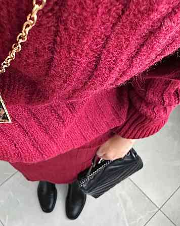 Женский теплый базовый костюм: свитер и юбка машинная вязка + ангора Одесса