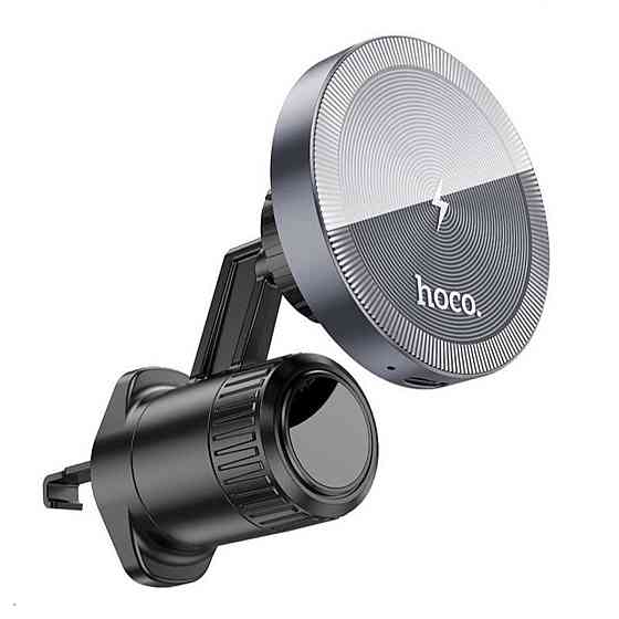 Тримач для мобільного з БЗП HOCO HW6 Vision metal magnetic wireless fast charging car holder(air outlet) Black (6942007606622) Київ
