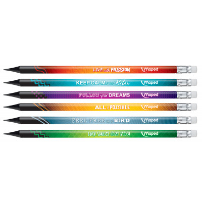 Олівець графітний Maped набір BLACK PEPS ENERGY HB, з гумкою, 6 шт (MP.852000) Вінниця - фото 3