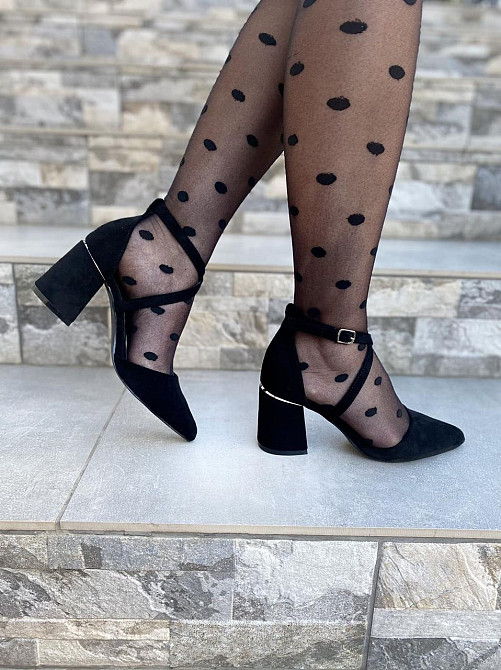 VIKA Босоніжки жіночі чорні VIKA L120-21 літні з еко-замші на стійких підборах із закритим носк Коломия - фото 8