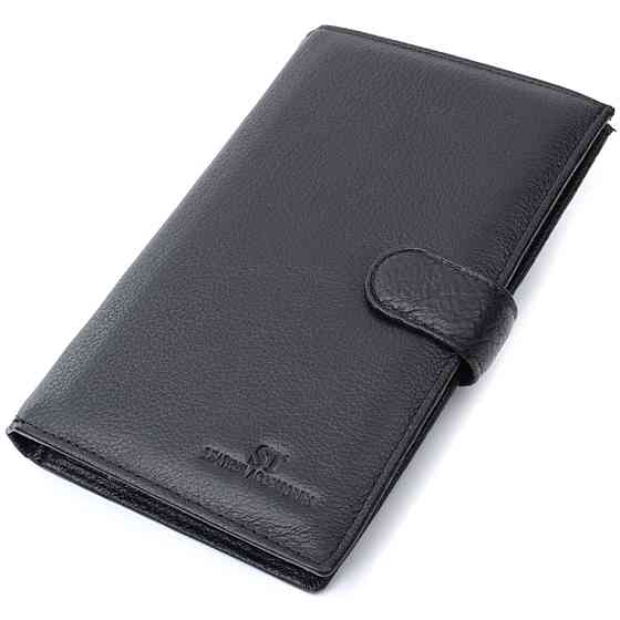 Универсальный мужской бумажник для денег и документов из натуральной кожи ST Leather 22735 Черный Киев