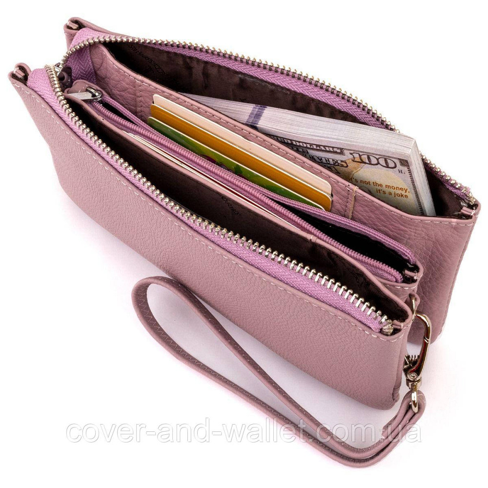 Гарний пудровий жіночий гаманець-клатч із натуральної шкіри ST Leather 008 Київ - фото 4