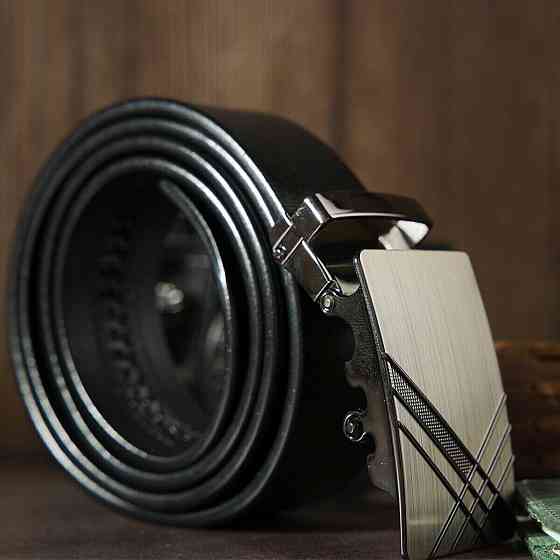 Ремень мужской c затемненной металлической пряжкой Vintage 20208 Черный Киев