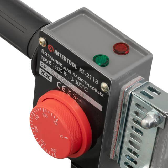 Паяльник для пластиковых труб, 1,5 кВт, 0-300°C, насадки 75, 90, 110 мм, металлический кейс INTERTOOL RT-2113 Киев - изображение 7