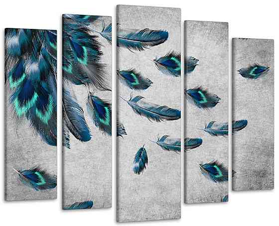 Модульна картина у вітальню / спальню Абстракція Пір'я Art-450_5 ( 80х118см ) Київ