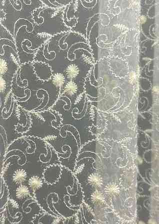 Тюль фатин с вышивкой и люрексом цвет молочный 1689т Киев